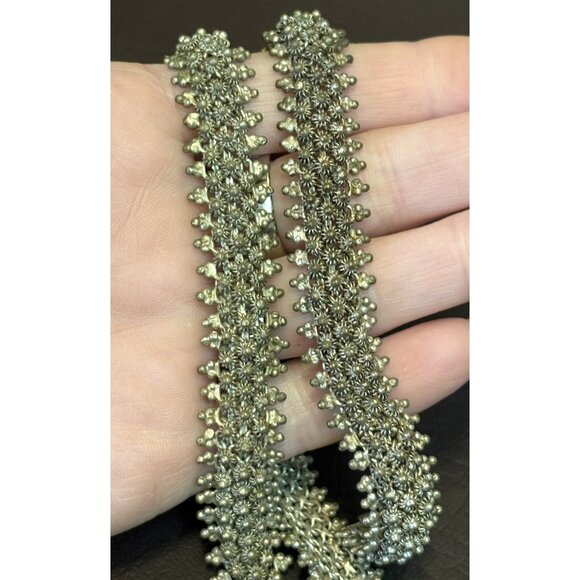 ORNATE FILIGREE VTG Untested Silver Boho Ethnic Necklace Bracelet Needs Clasp - Picture 7 of 10